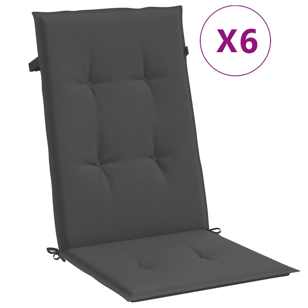 Highback Chair Cushion Set of 6 Melange Anthracite 100% polyester