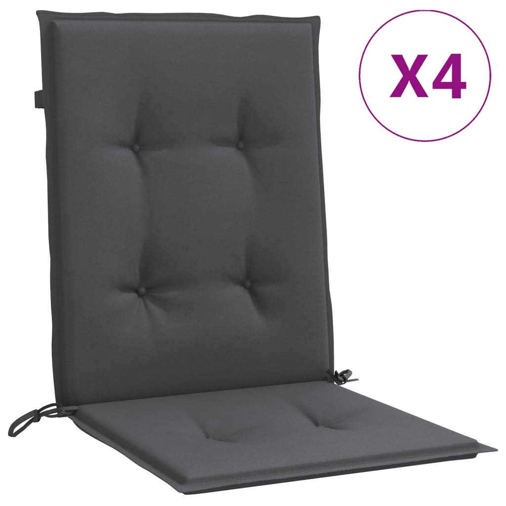 Lowback Chair Cushion Set of 4 Melange Anthracite 100% Polyester