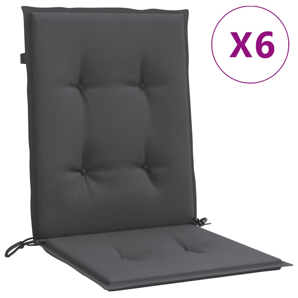 Lowback Chair Cushion Set of 6 Melange anthracite