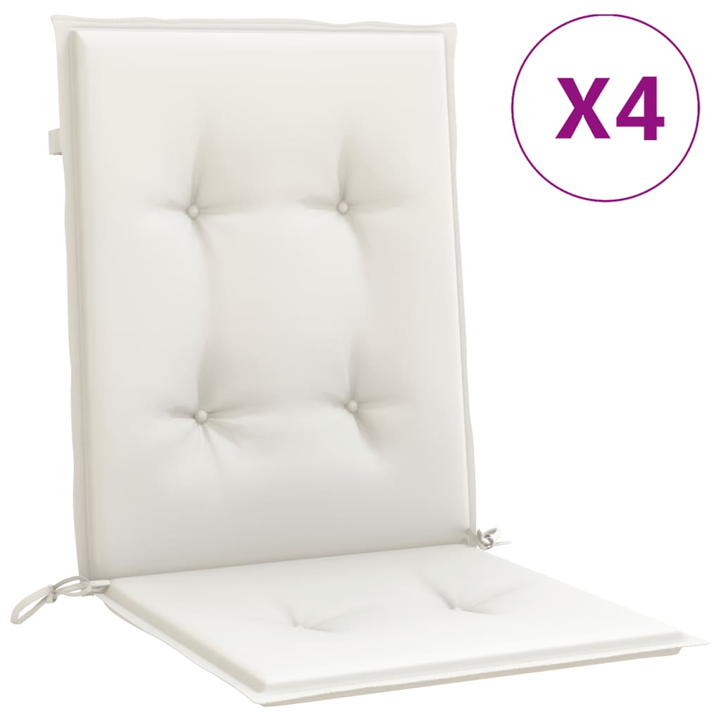 Lowback Chair Cushion Set of 4 Melange Cream 100% Polyester Large