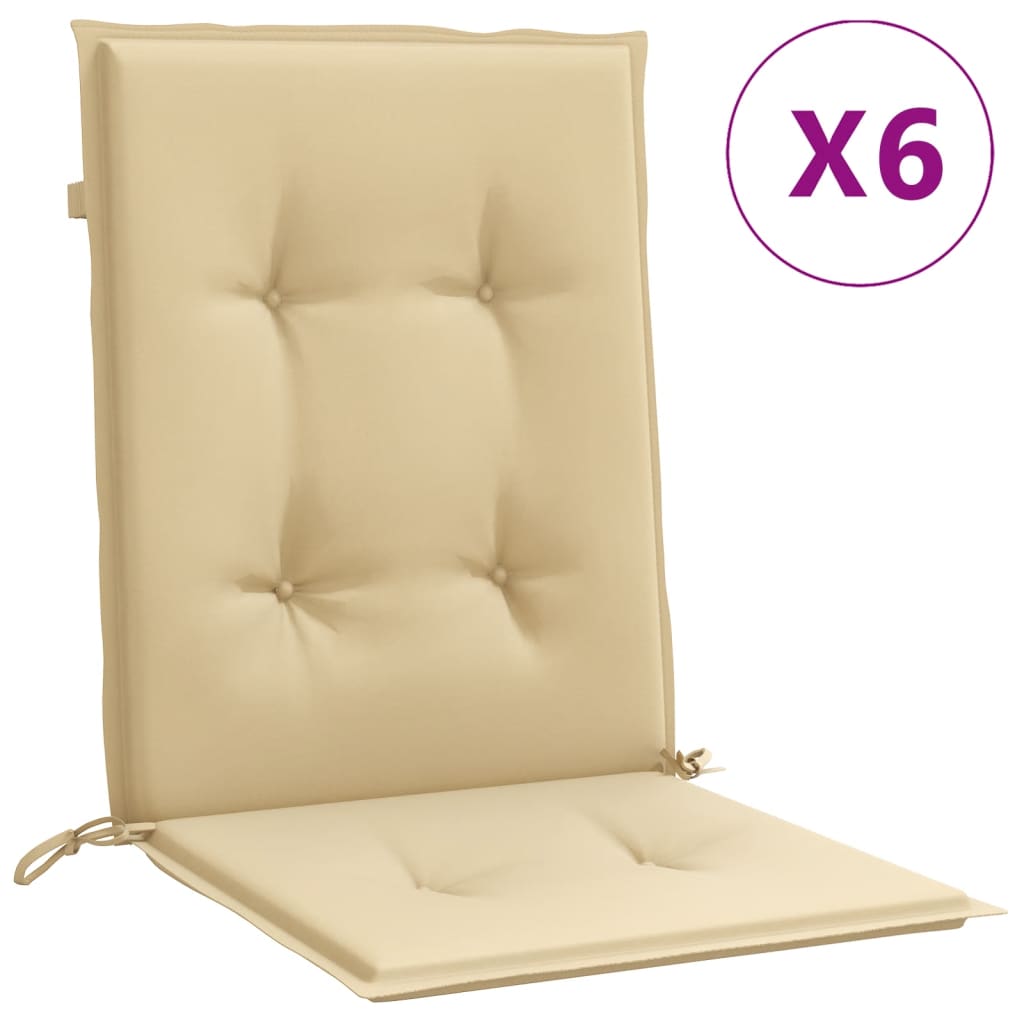 Lowback Chair Cushion Set of 6 Melange beige 100% polyester