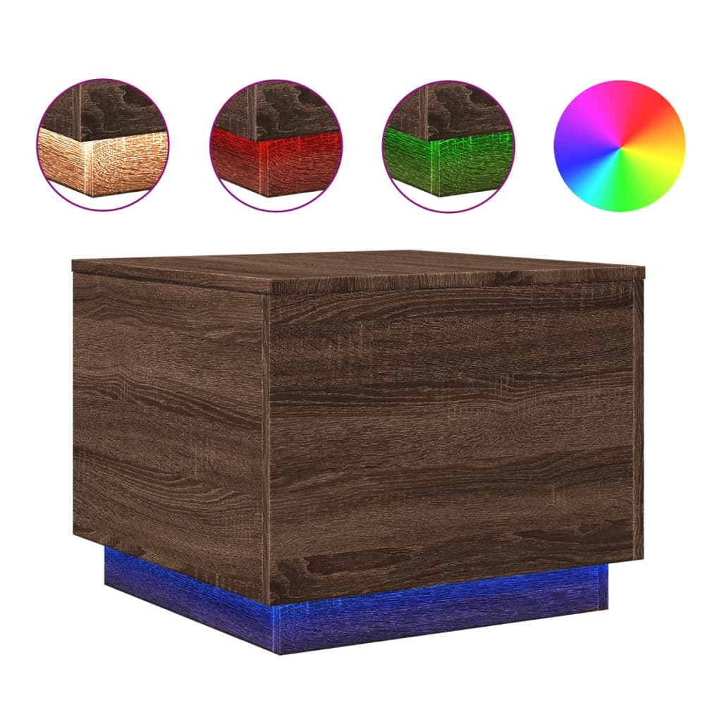 Coffee Table Brown Oak Engineered wood 19.7x19.7x15.7 in