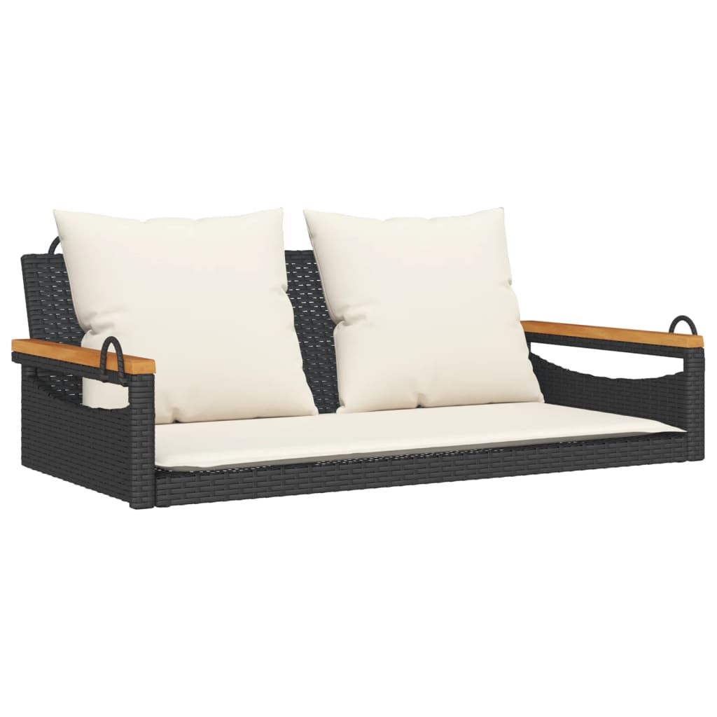 Swing Bench Black Poly Rattan Removable Covers Swing Bench