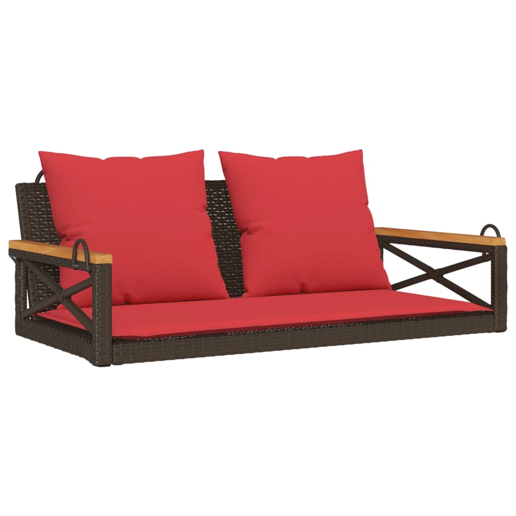 Patio Swing Bench Brown PE Rattan 42.9"x24.4"x15.7