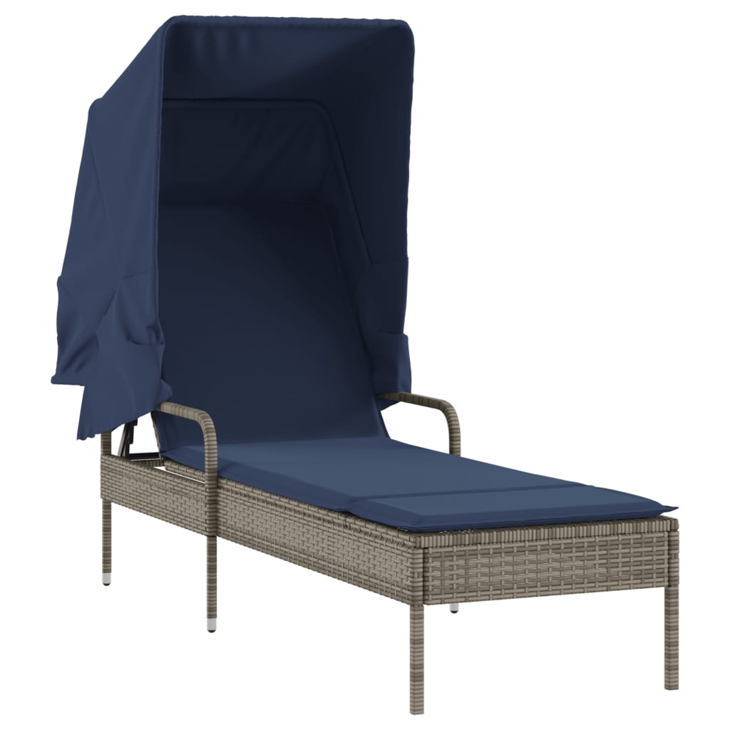 Patio Sun Lounger Gray, Navy Blue