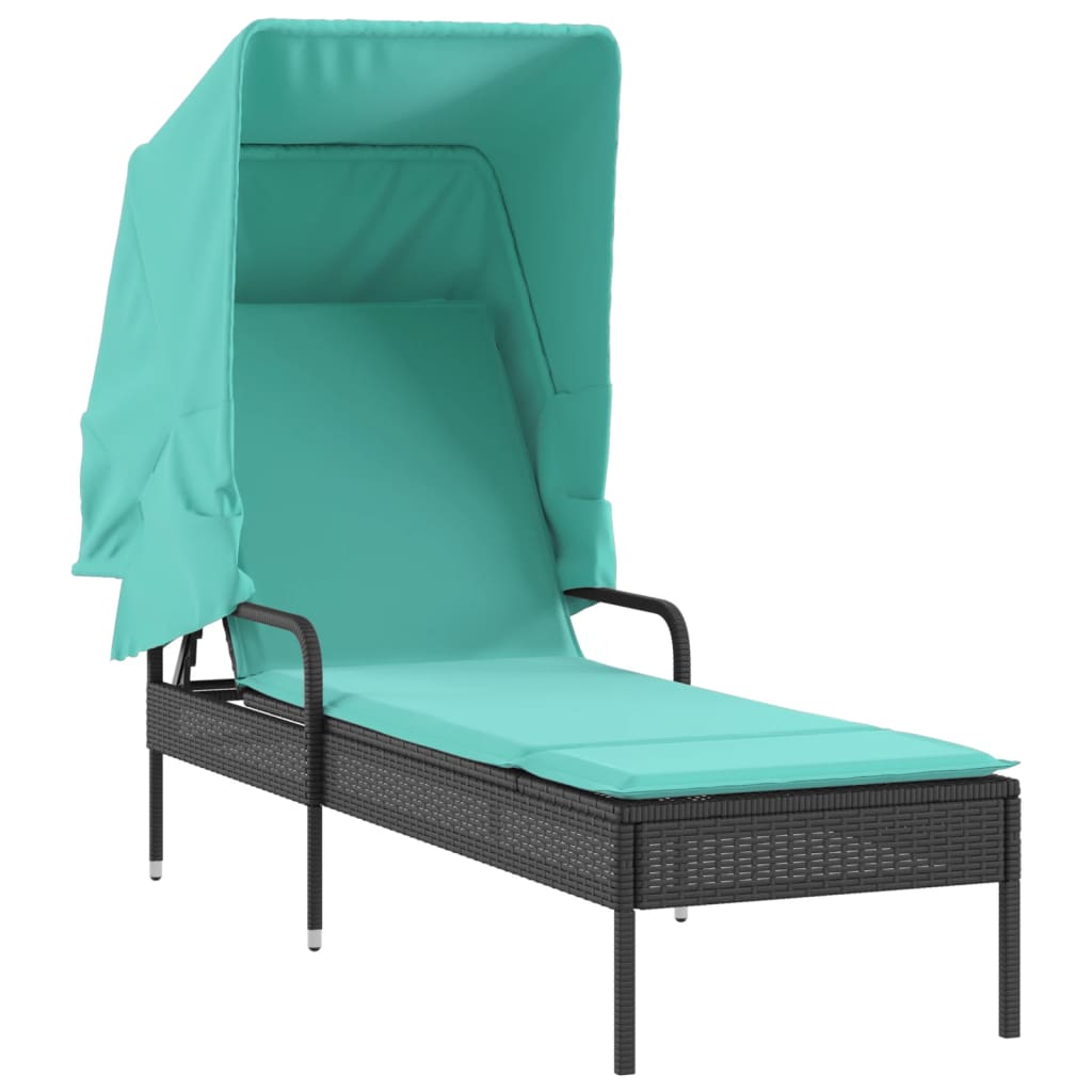 Patio Sun Lounger Black and Turquoise