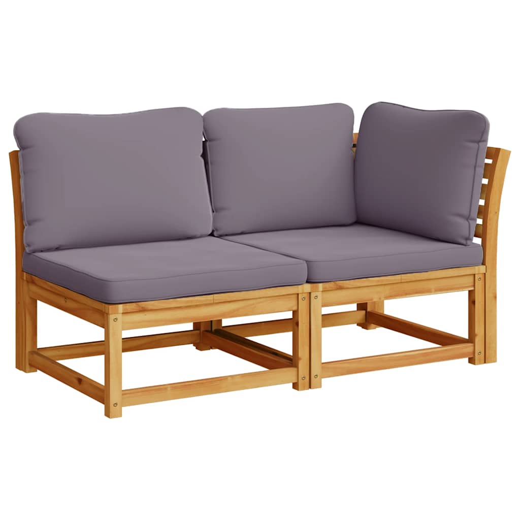 Garden Lounge Set Wooden color with dark grey cushions