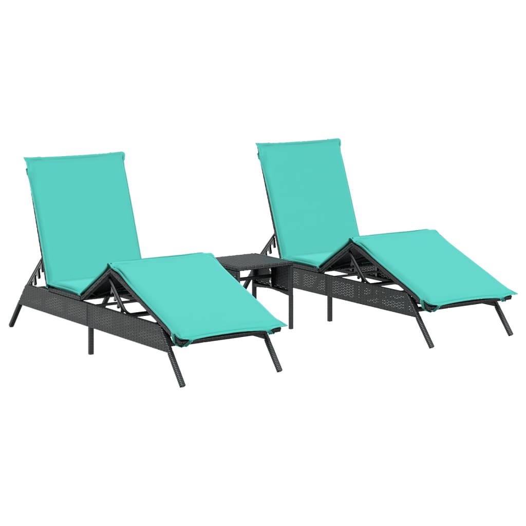 Sun Lounger Black and Blue
