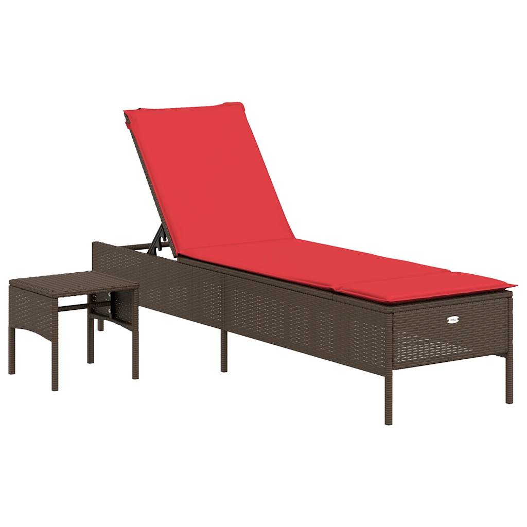 Patio Sun Lounger Brown PE rattan 78 x 21.7 x 38.2 in