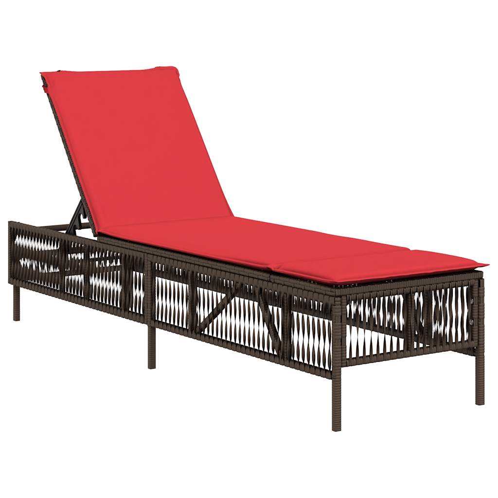 Patio Sun Lounger Brown PE rattan, powder-coated steel Standard
