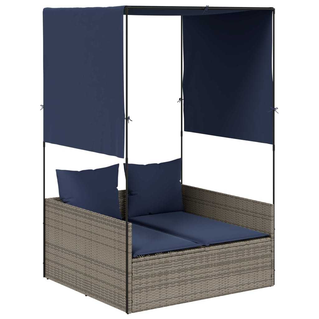 Patio Double Sun Lounger Gray, Navy blue