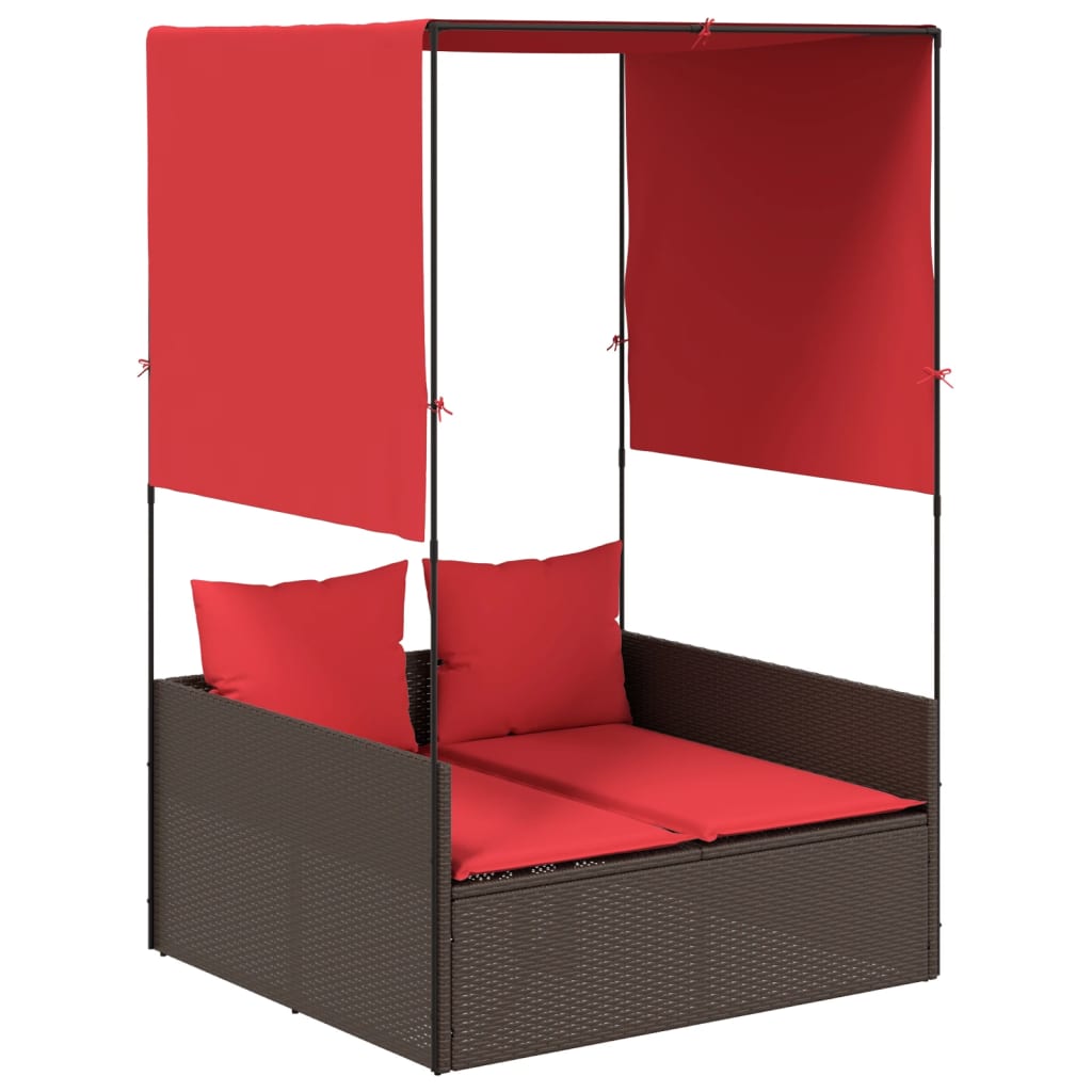 Patio Double Sun Lounger Brown, Red