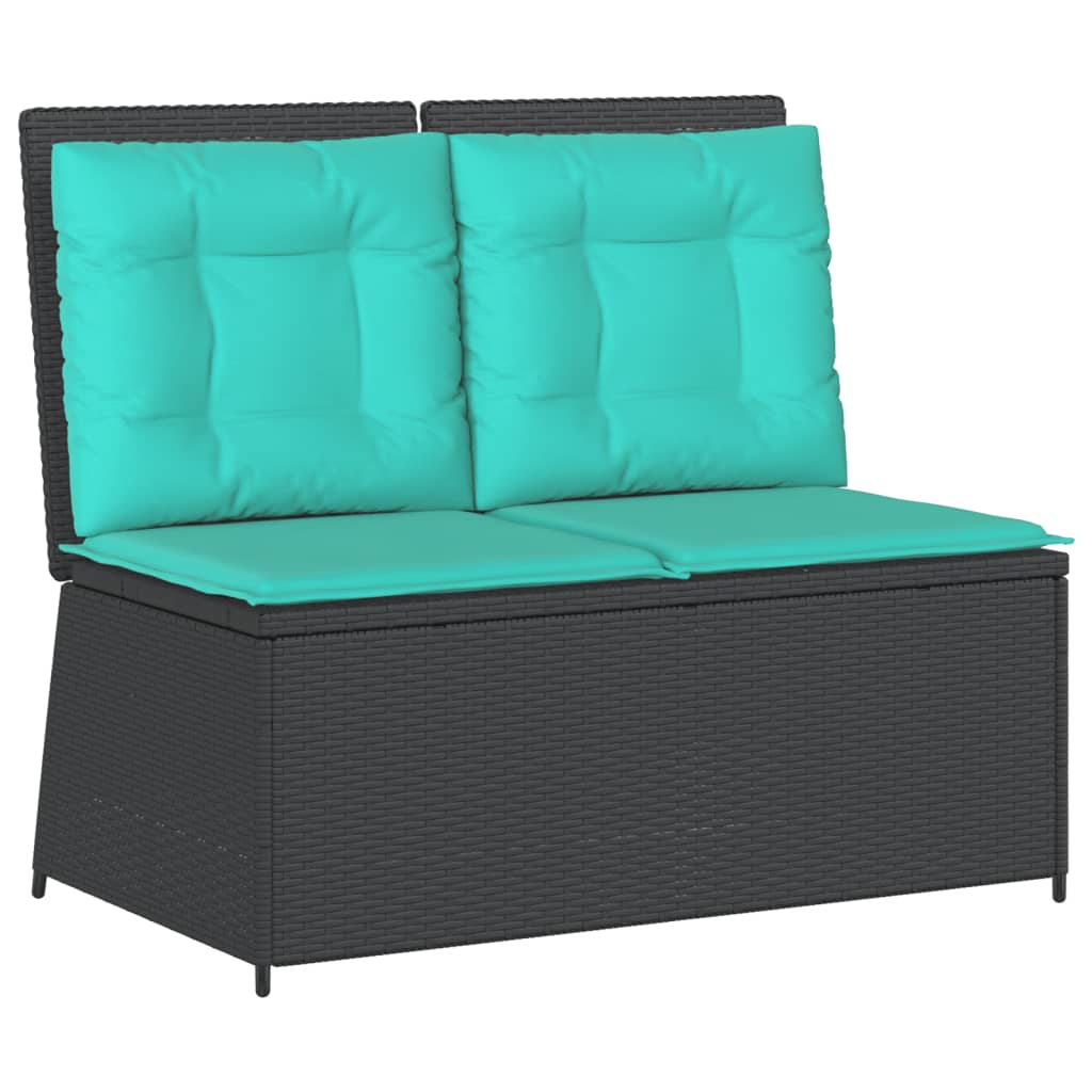 Reclining Patio Bench Black, turquoise Poly Rattan