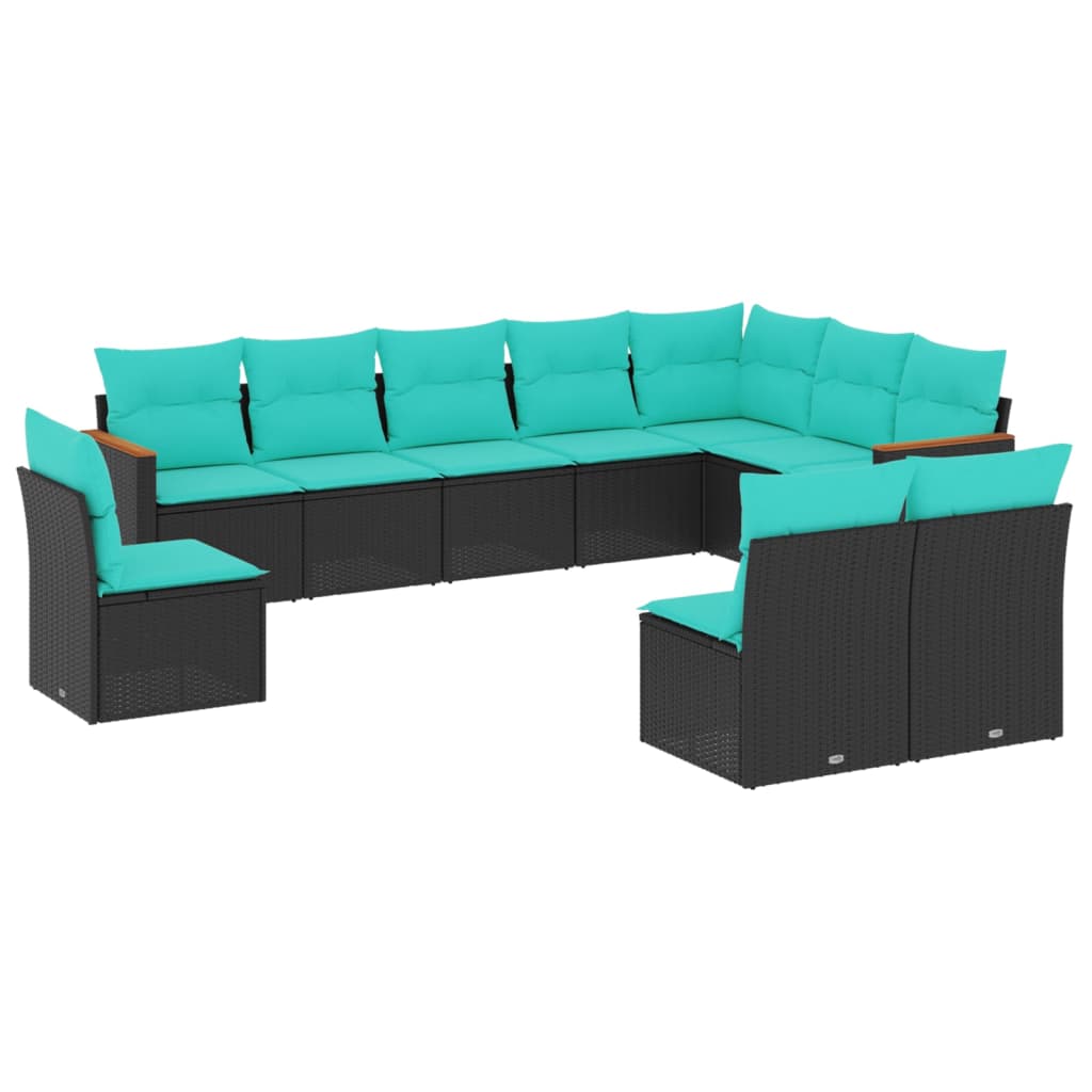 Patio Sofa Set Black PE rattan Large Modular Patio Sofa Set