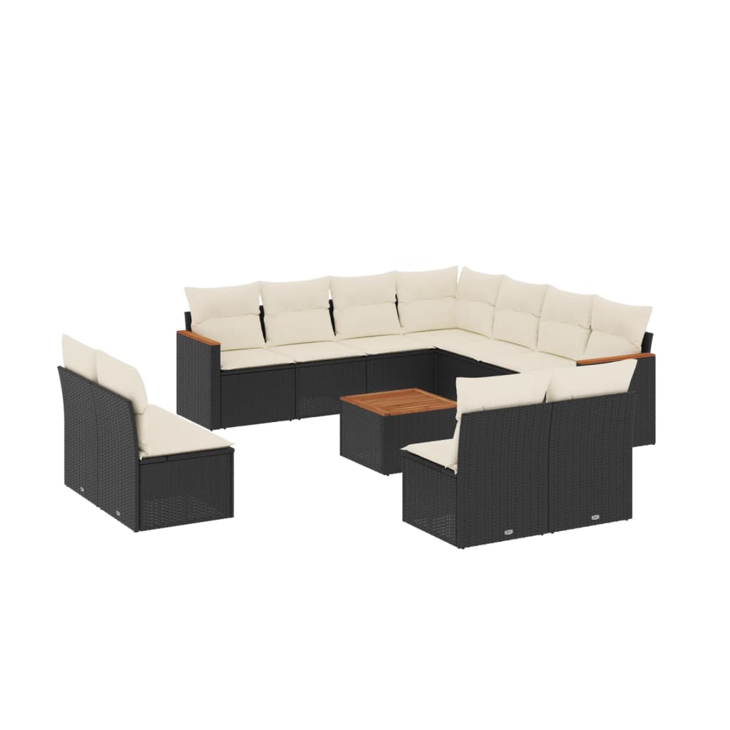 Garden Sofa Set Black PE rattan Large Modular Garden Sofa Set