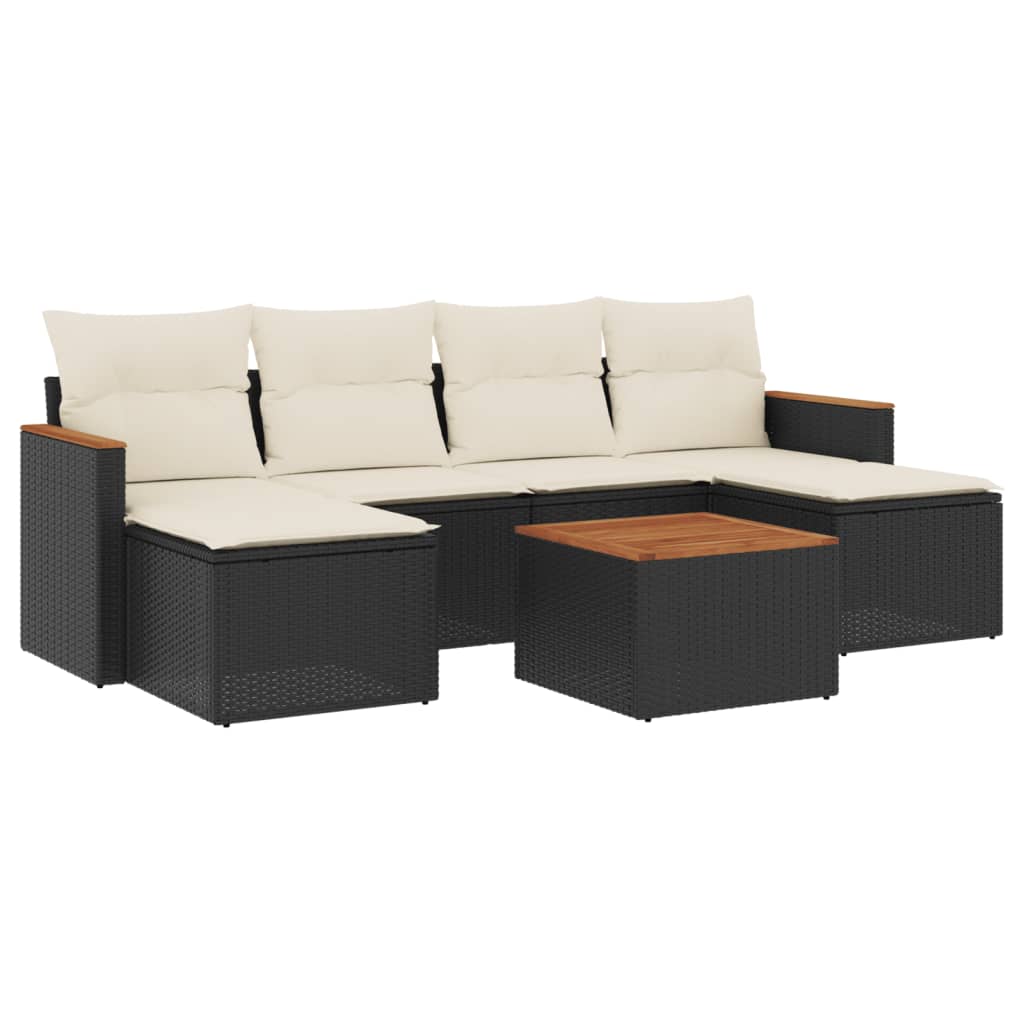 Garden Sofa Set Black PE Rattan Large Modular Garden Sofa Set