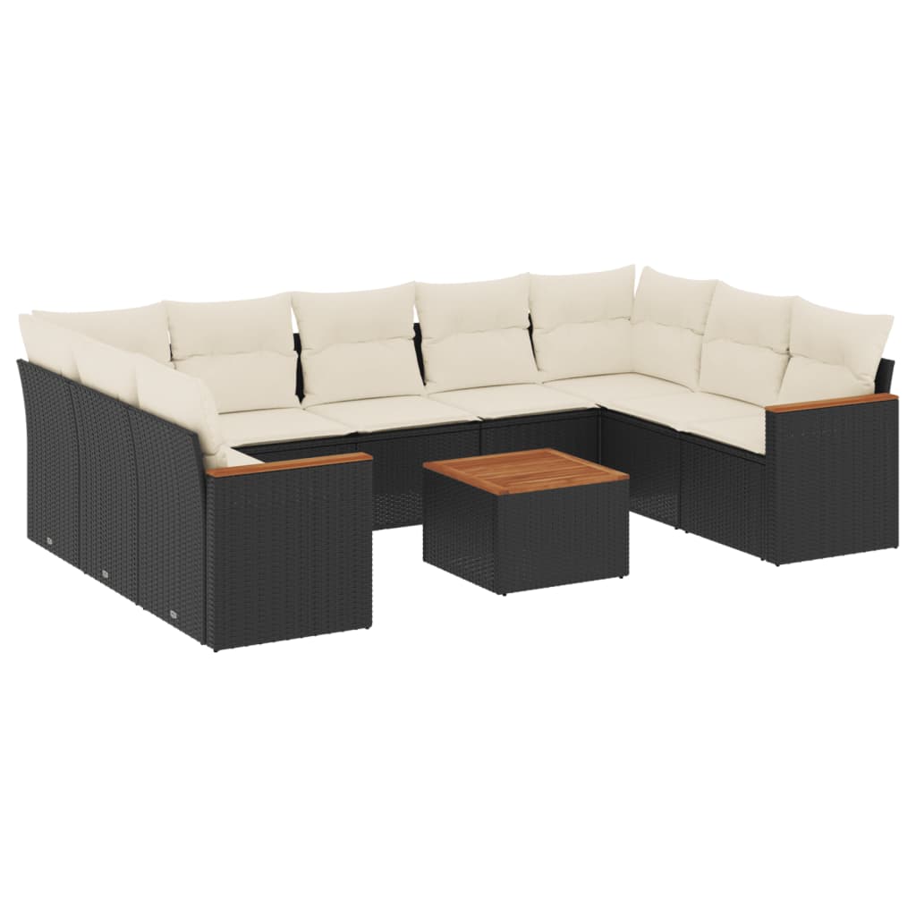 Garden Sofa Set Black PE Rattan Large Modular Garden Sofa Set