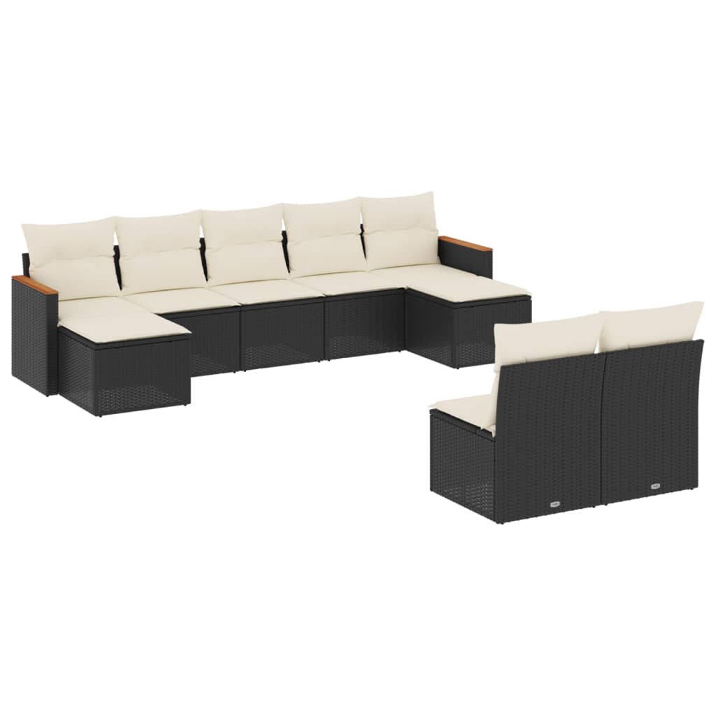 Garden Sofa Set Black PE rattan Large Removable Covers