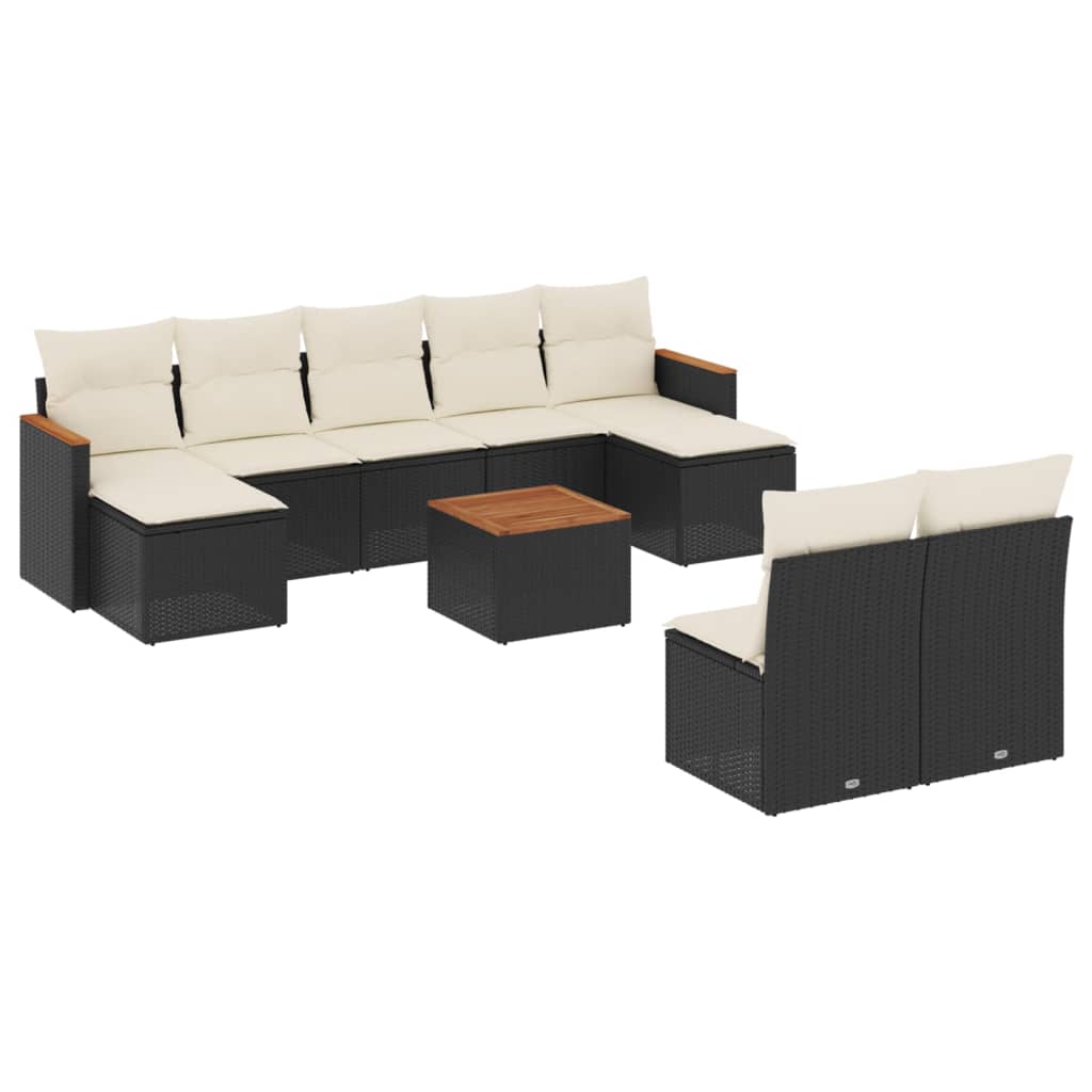 Garden Sofa Set Black, Cream