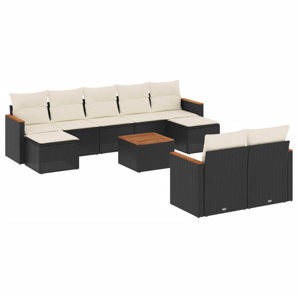 Garden Sofa Set Black and Cream