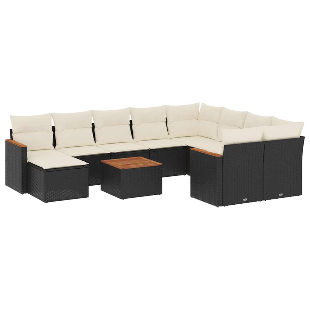 Garden Sofa Set Black PE rattan 11 Pieces Modular
