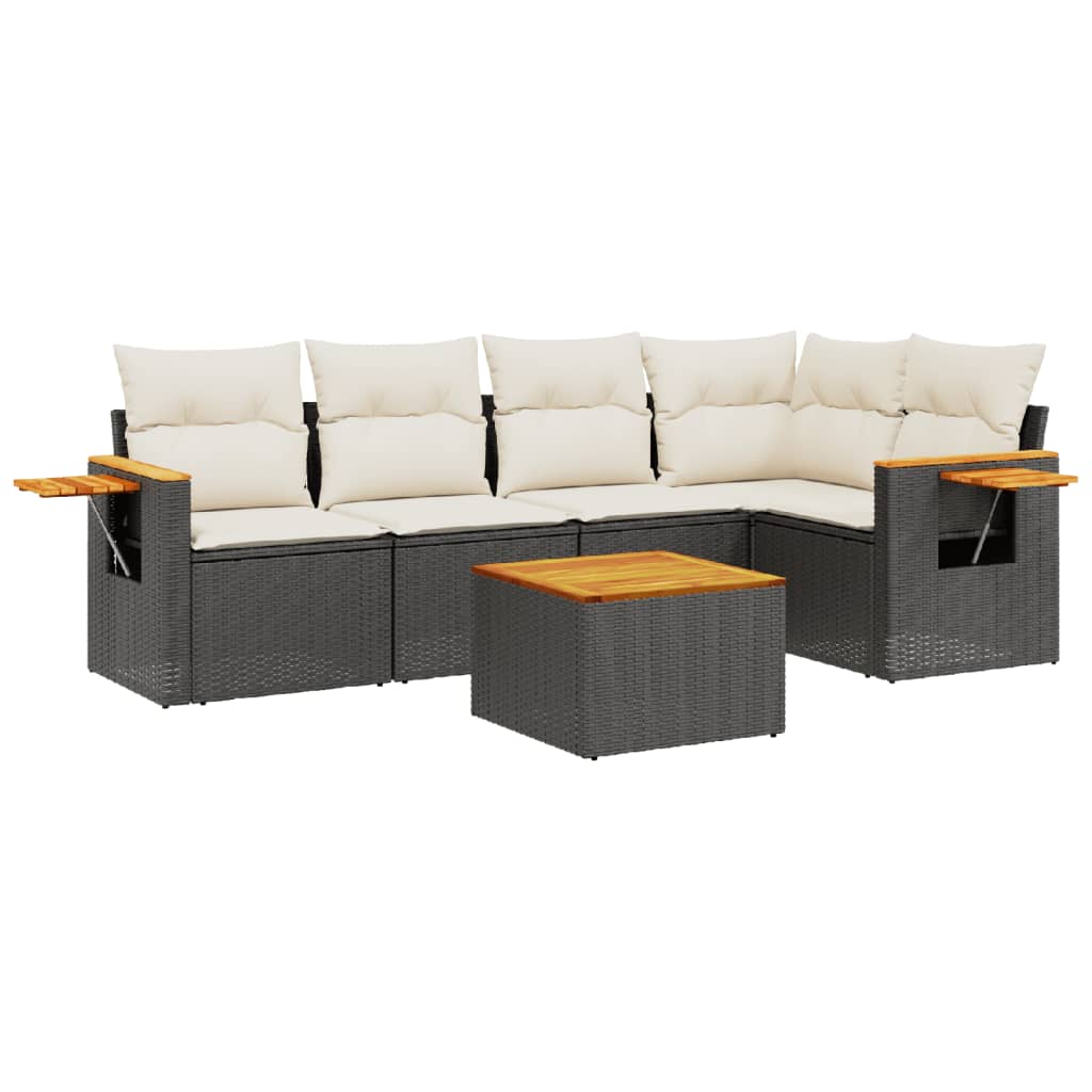 Garden Sofa Set Black PE rattan Large Adjustable Feet