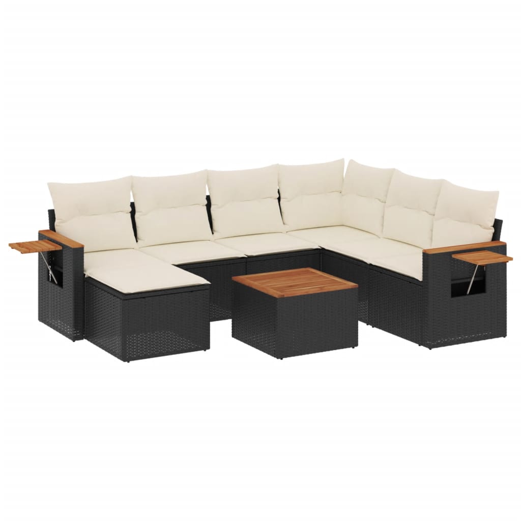 Garden Sofa Set Black PE rattan Large Adjustable Feet