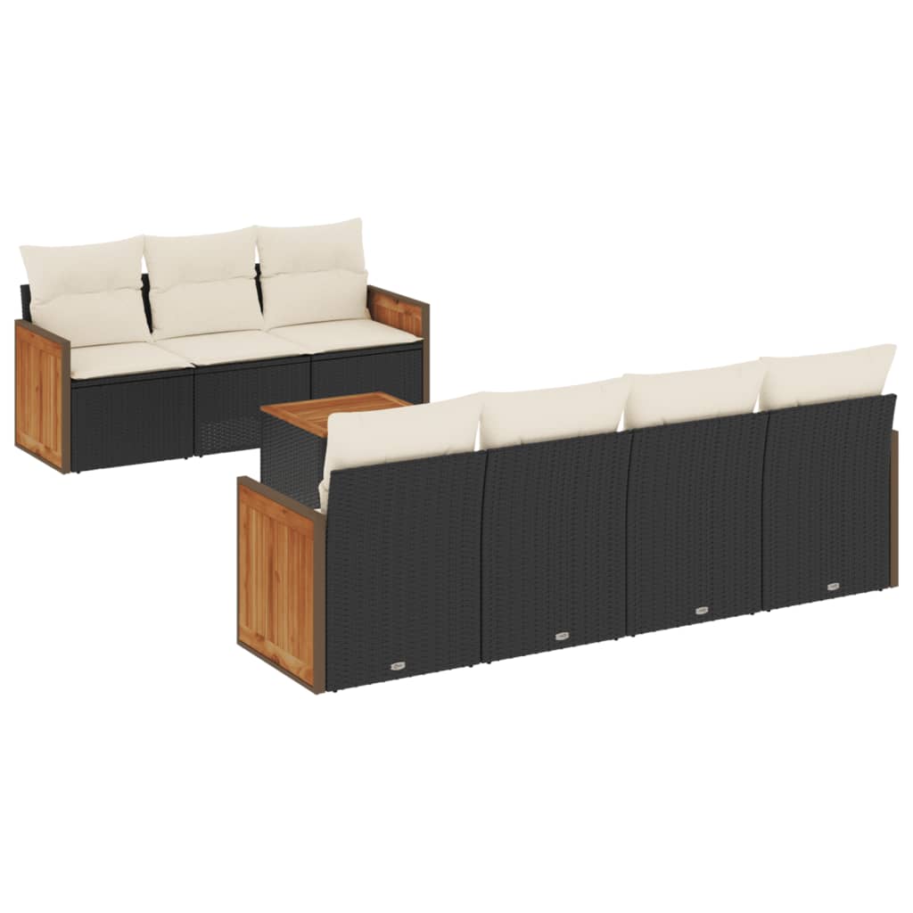 Garden Sofa Set Black, Cream
