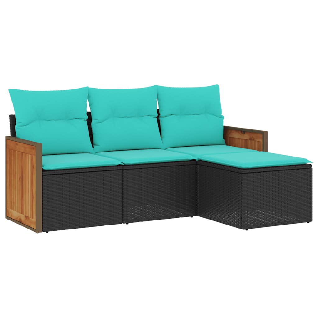 Patio Sofa Set Black PE rattan Medium Adjustable Feet