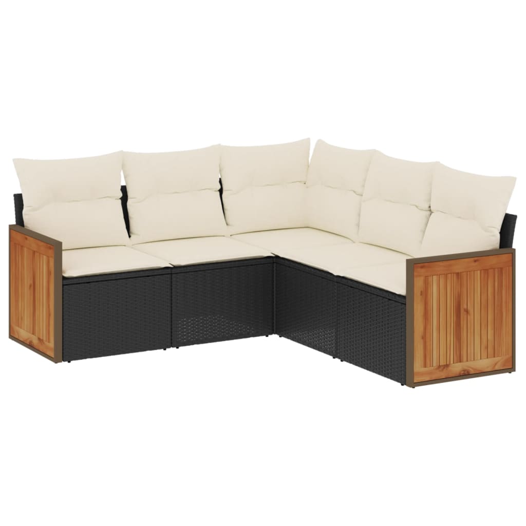 Garden Sofa Set Black PE rattan Large Adjustable Feet