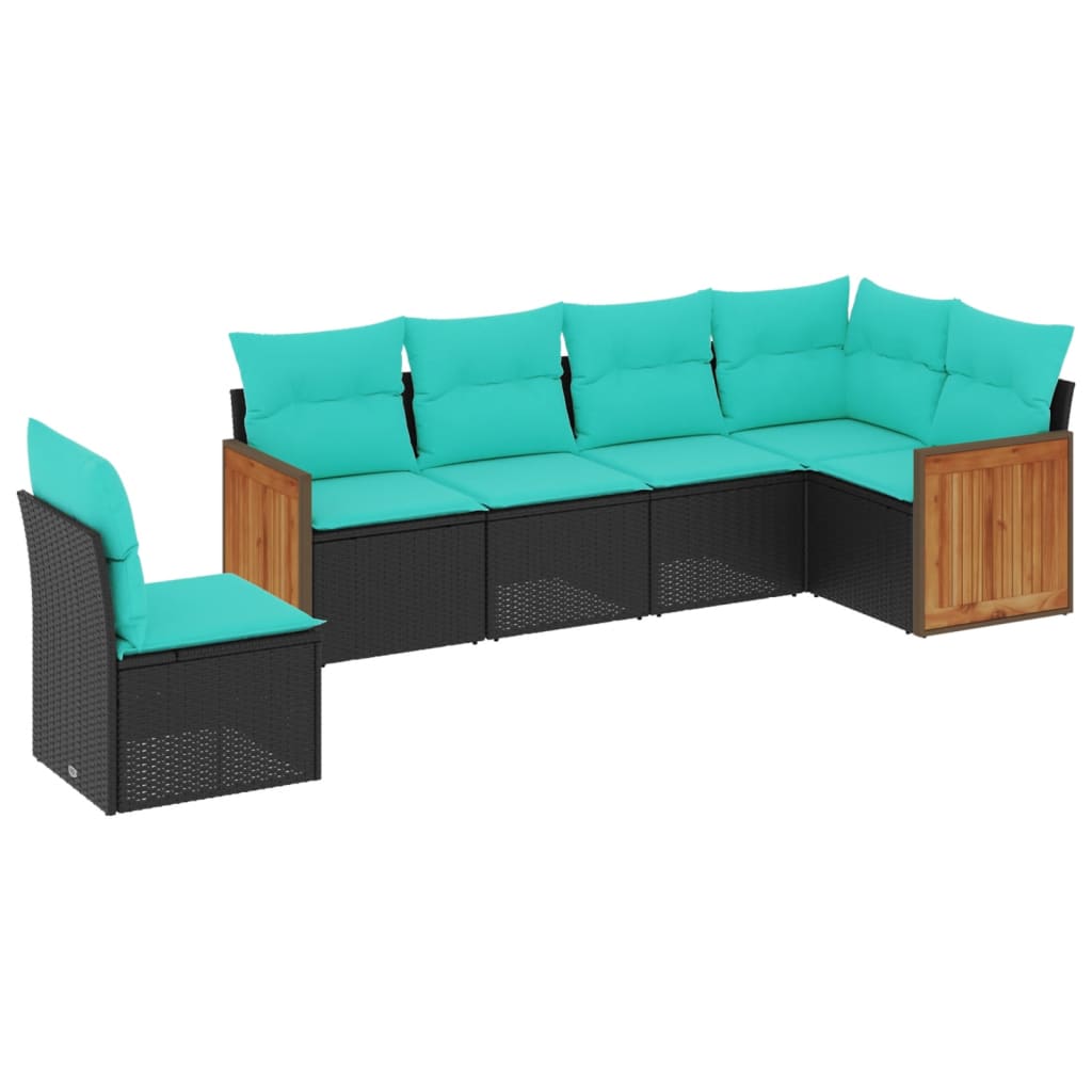 Patio Sofa Set Black and Blue PE rattan Large Modular