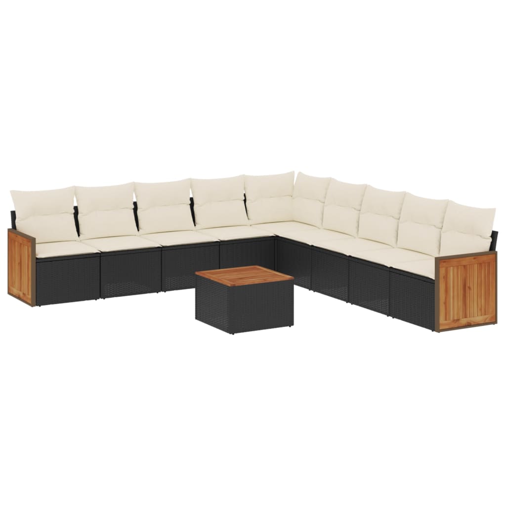 Garden Sofa Set Black PE rattan 10 Piece Set
