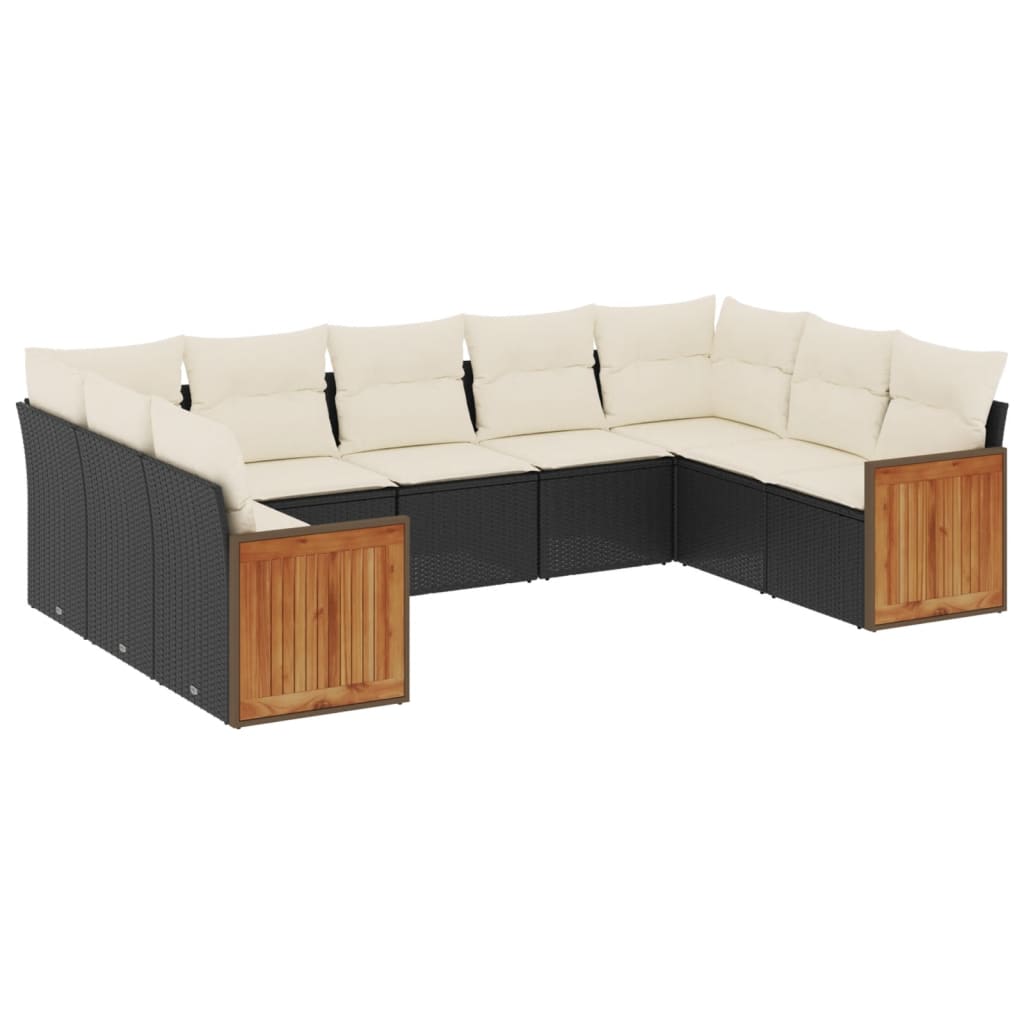Garden Sofa Set Black with cream white cushions
