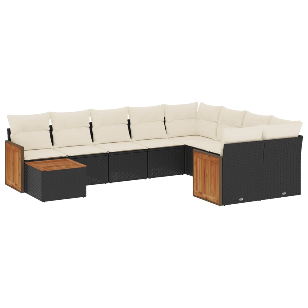 Garden Sofa Set Black, Cream PE Rattan L Modular