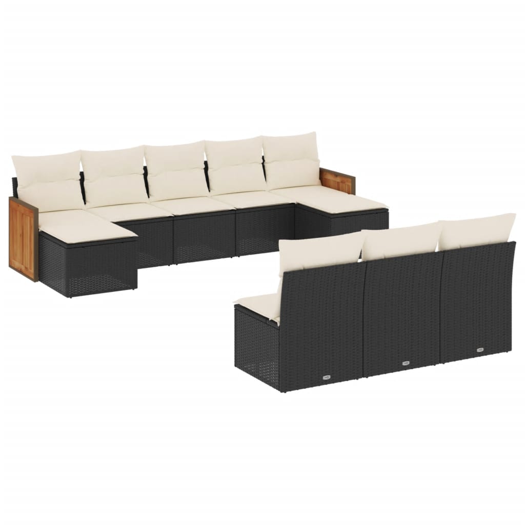 Garden Sofa Set Black frame, cream white cushions