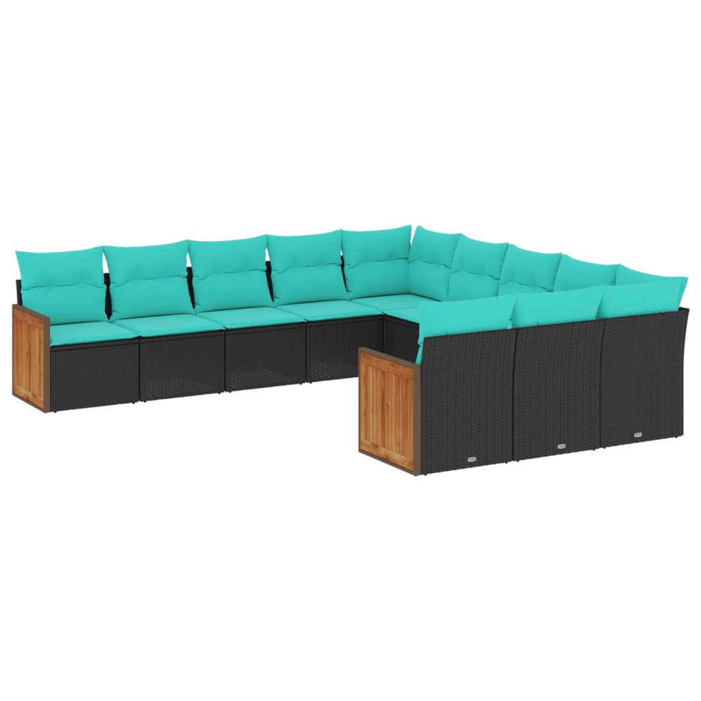 Patio Sofa Set Black PE Rattan Large Modular Patio Sofa Set