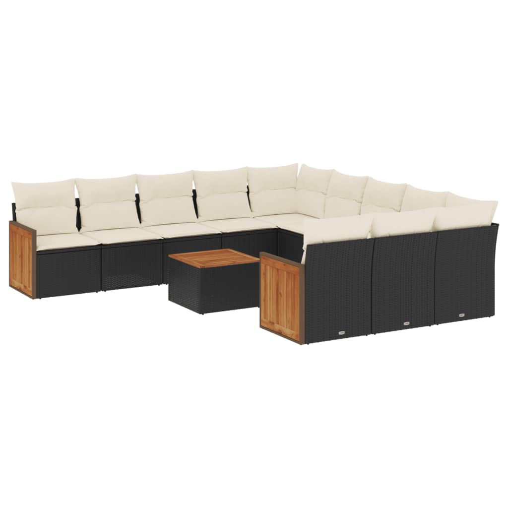 Garden Sofa Set Black PE rattan modular Seats Many
