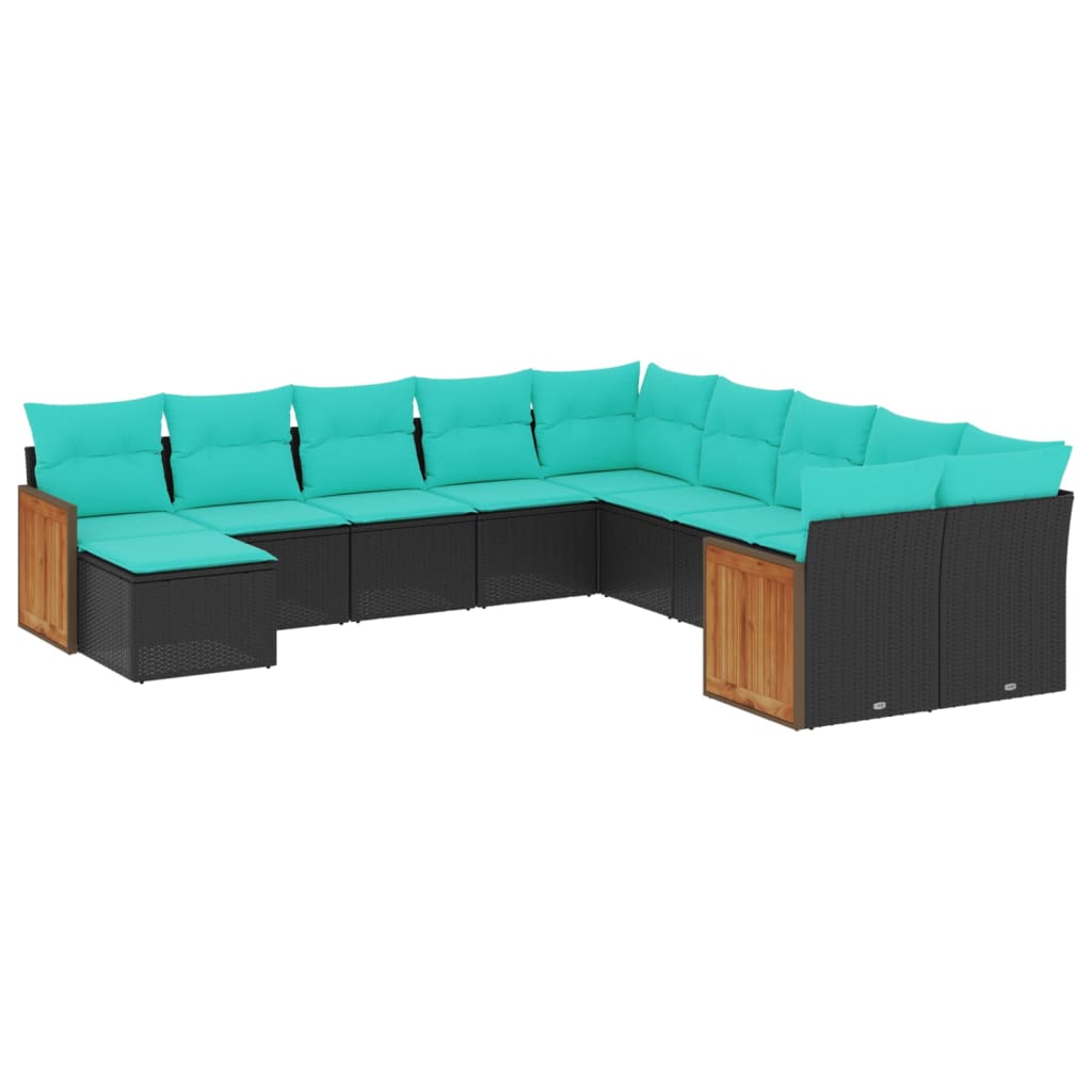Patio Sofa Set Black PE rattan Large Modular Garden Sofa Set