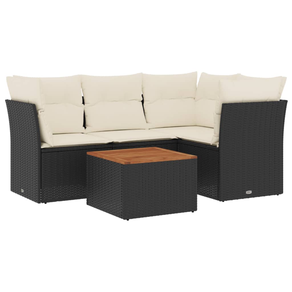 Garden Sofa Set Black PE rattan 5 Piece Modular Garden Sofa Set