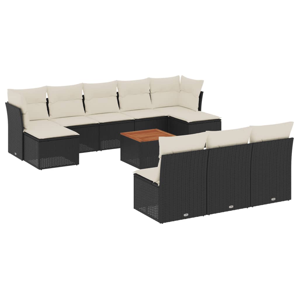 Garden Sofa Set Black PE Rattan 11 Piece Set Modular