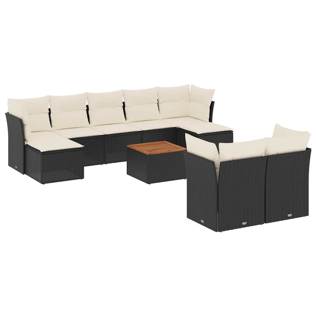 Patio Sofa Set Black PE rattan 10 Piece Set Modular