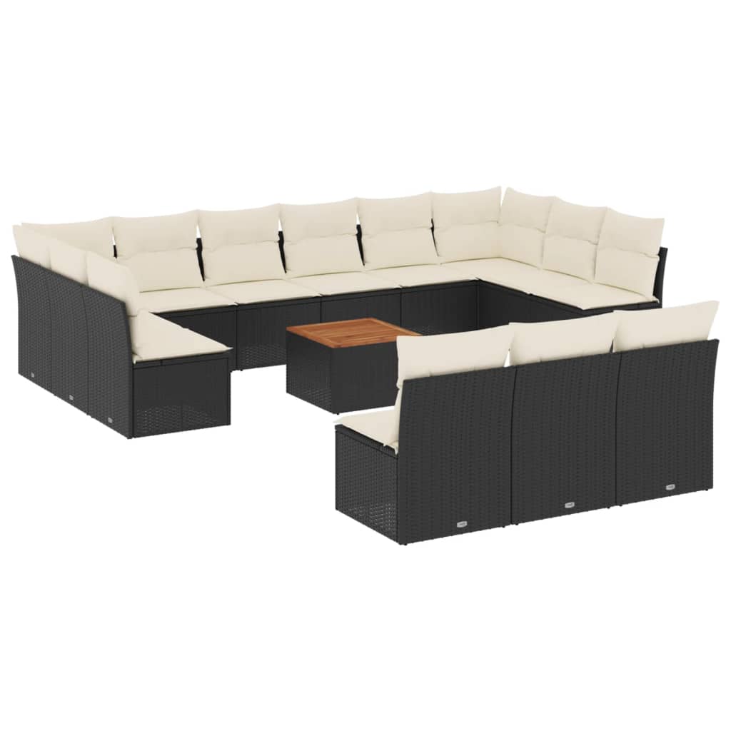 Garden Sofa Set Black PE rattan Large Removable Covers