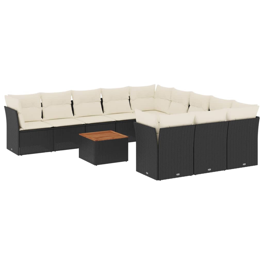 Garden Sofa Set Black PE Rattan Large Modular Garden Sofa Set