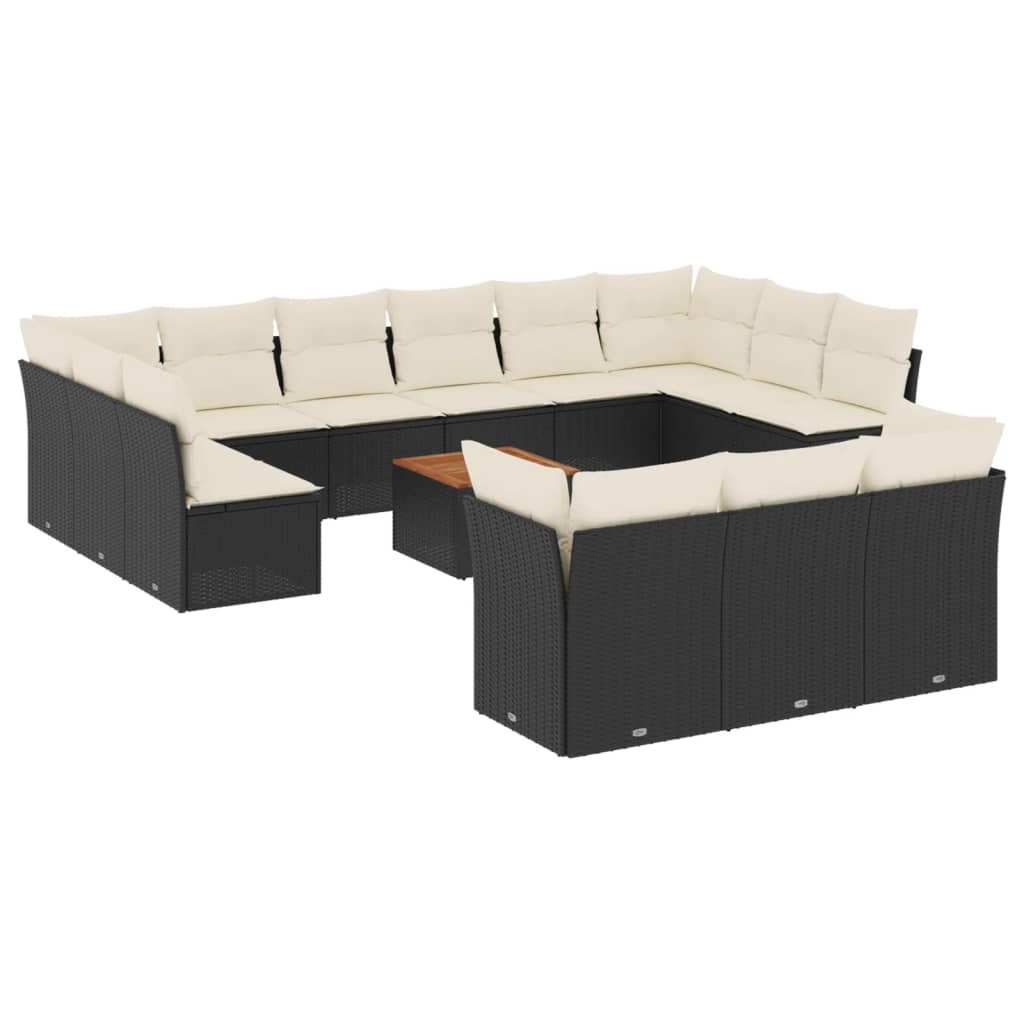 Garden Sofa Set Black PE Rattan Large Modular Garden Sofa Set