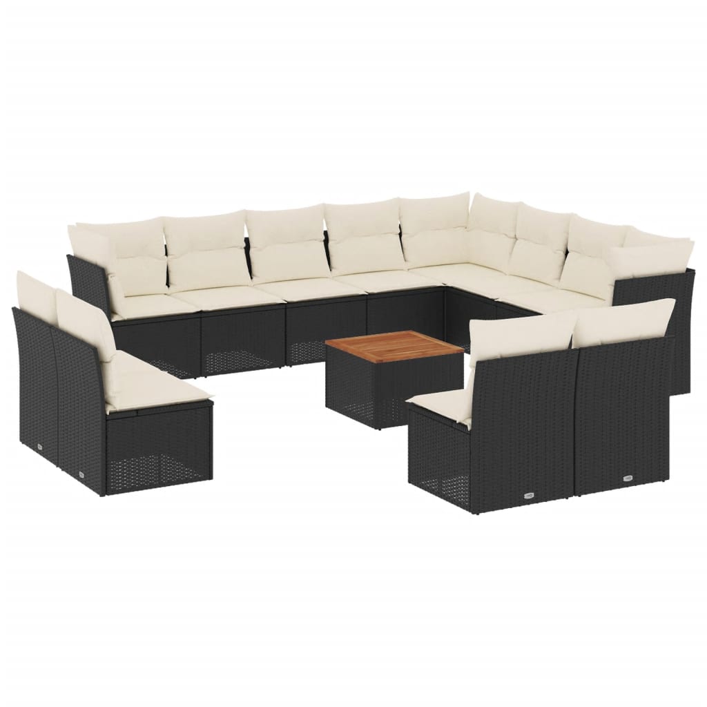 Garden Sofa Set Black PE Rattan Large Modular Garden Sofa Set