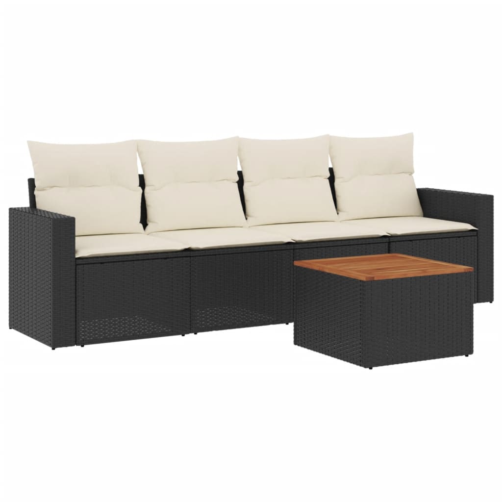 Garden Sofa Set Black PE Rattan Large Modular Garden Sofa Set