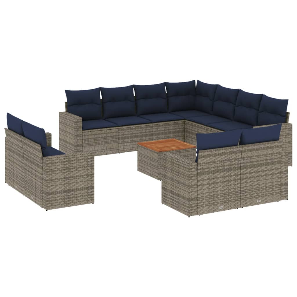 12 Piece Patio Sofa Set with Cushions Gray Poly Rattan