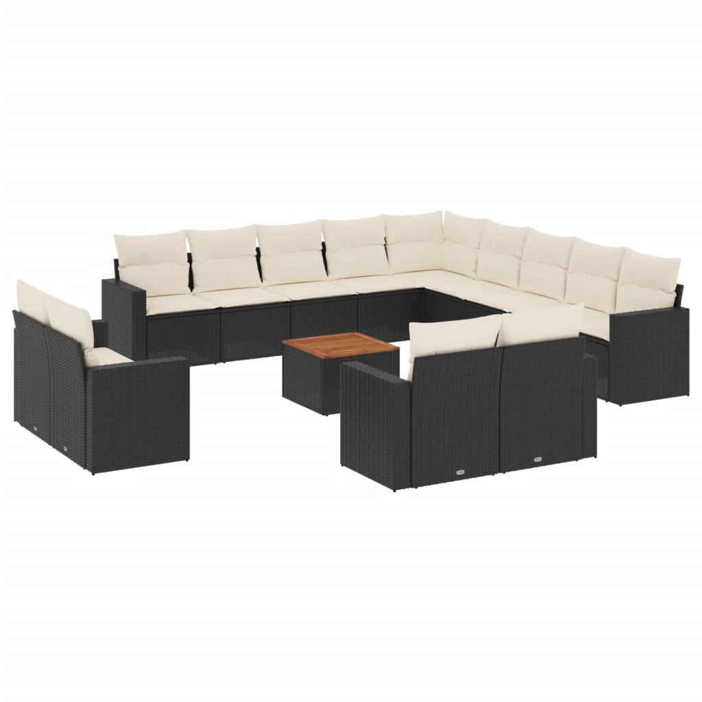 Garden Sofa Set Set of 14 Black, Cream White