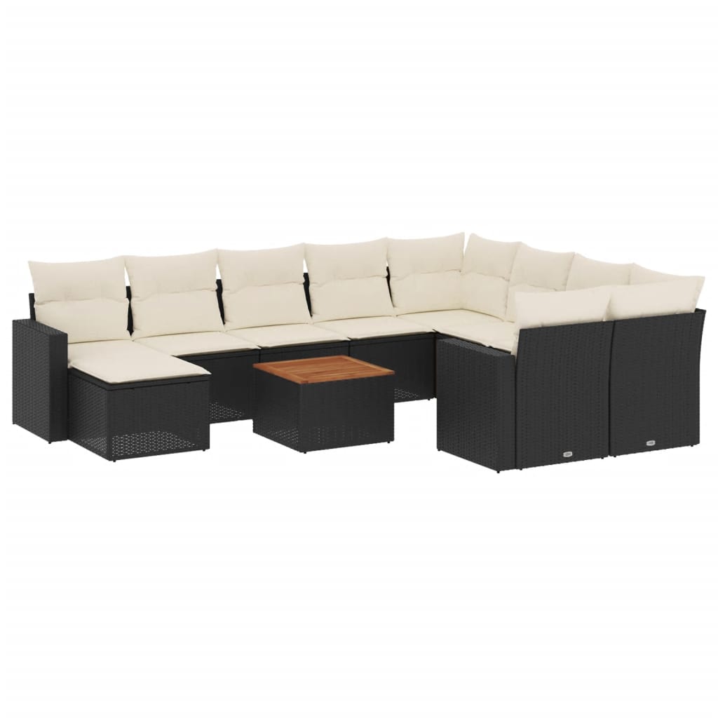 Garden Sofa Set Black PE Rattan Large Modular Garden Sofa Set