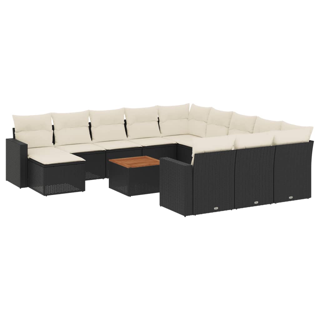 Garden Sofa Set Set of 13 Black and Cream White